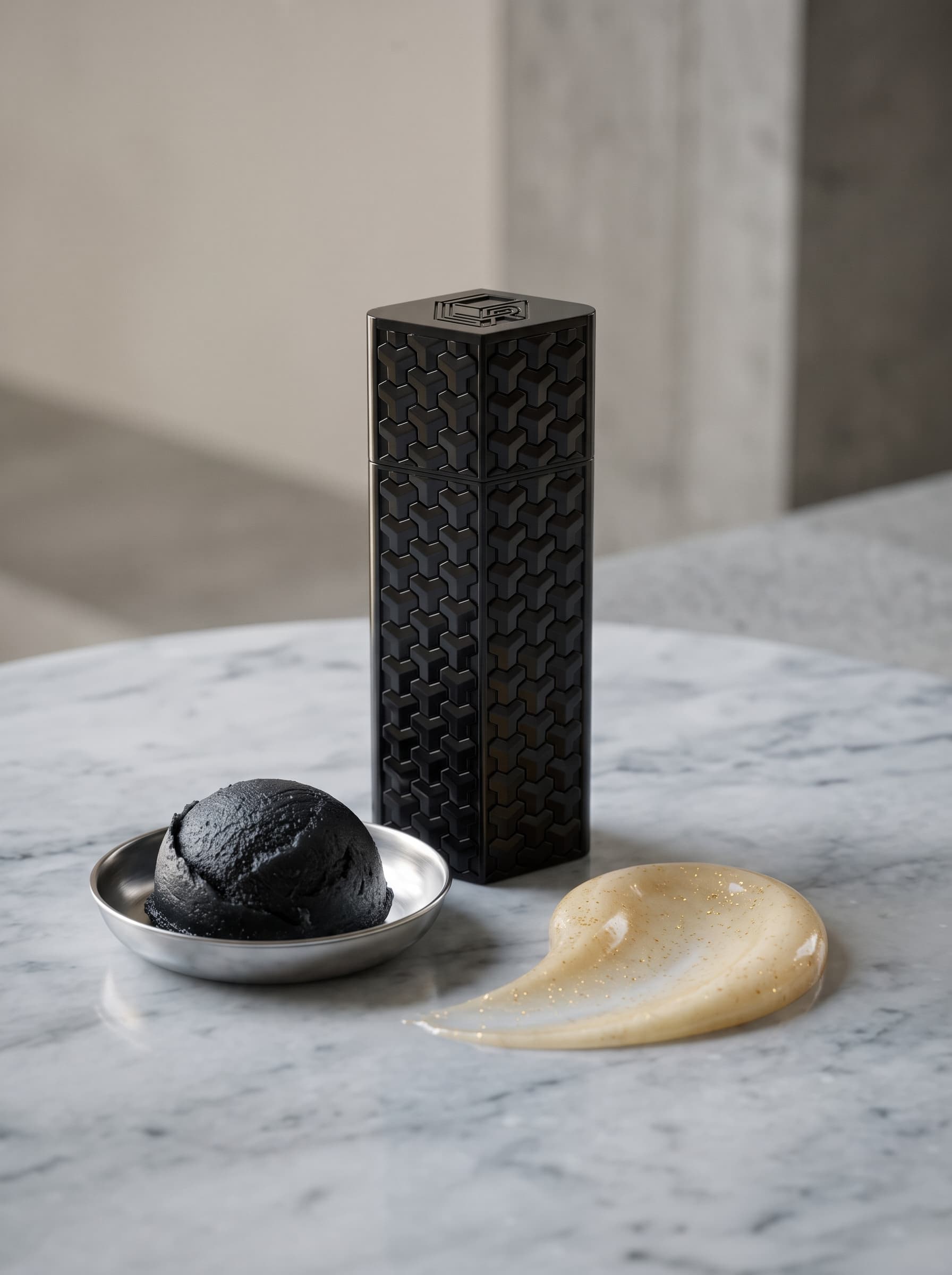LAKREY perfume case in an interior next to Kurkdjian perfumes