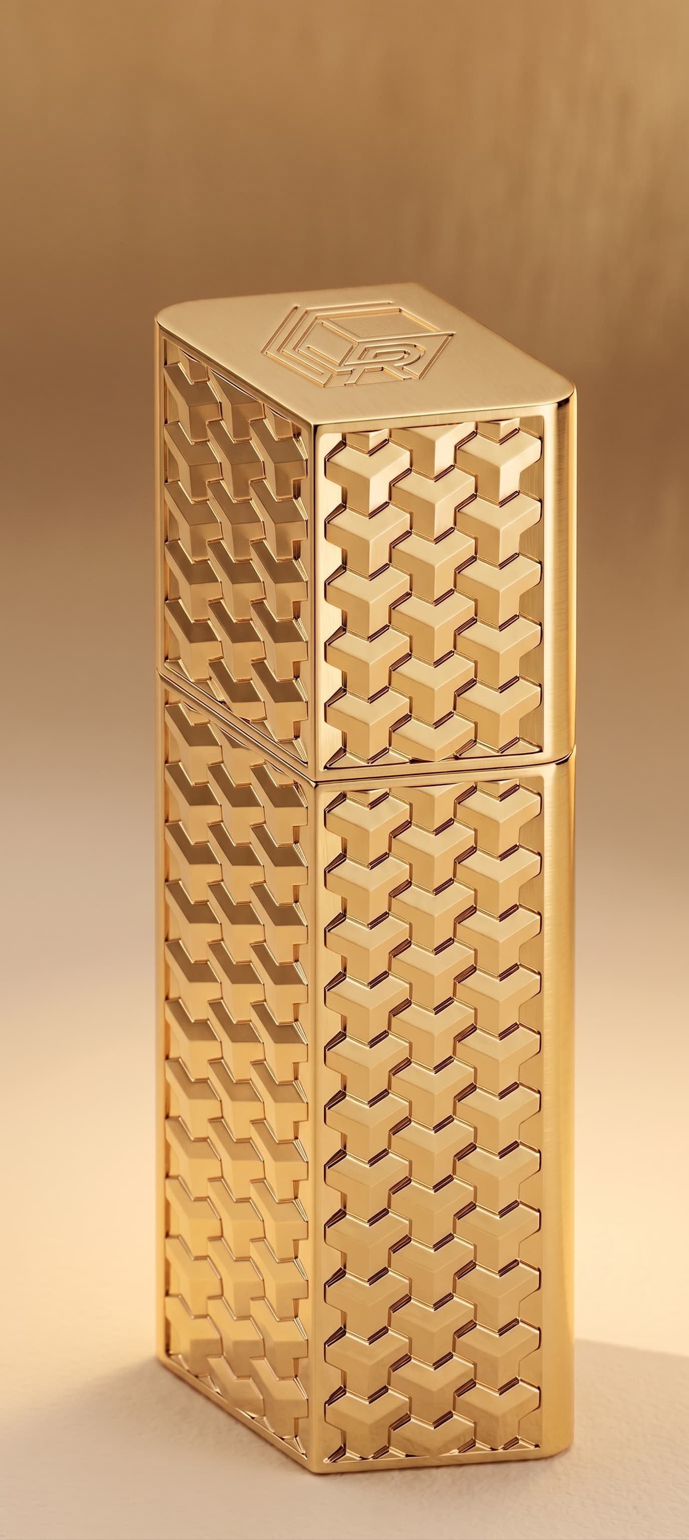 LAKREY travel case for perfume - side facet with the Goyard weave